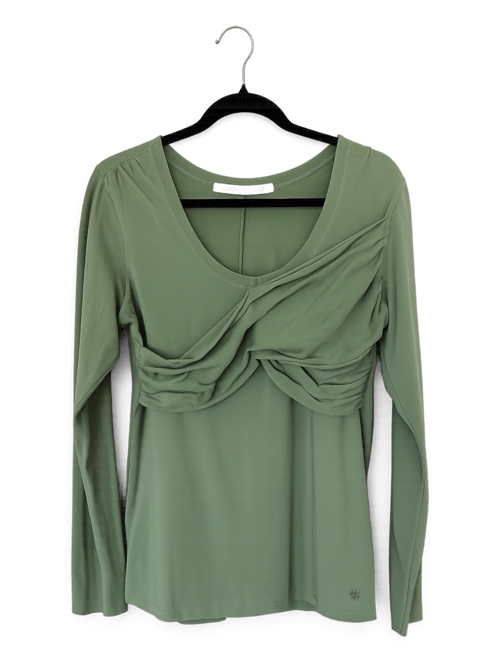 Twist Front Long Sleeve Top Athleta Sage Green Stretch Medium - Picture 1 of 9